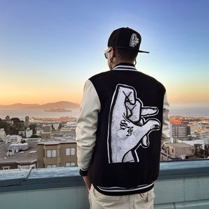 San Francisco SF hand sign varsity jacket